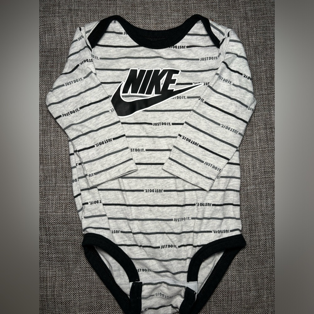Nike Striped Gray and Black baby One Piece